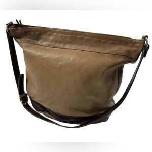 Alfa Firenze Italy Leather Hobo Shoulder Bag Brown Slouchy